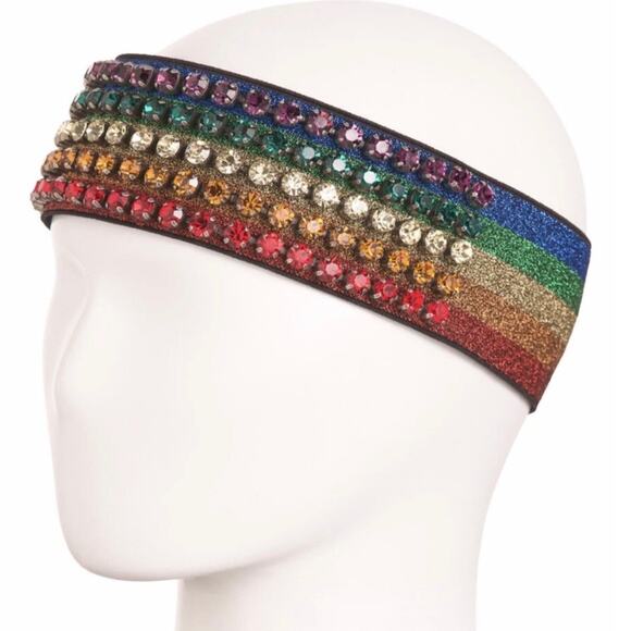 Gucci Multicolor Rhinestone Rainbow Stretch Headband main image 8